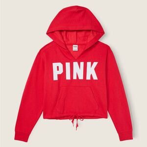 NWT - VS PINK - FLEECE CROPPED CINCHED CAMPUS HOODIE